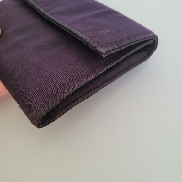 PRADA Vintage Tessuto Chic Purple Nylon Logo Wallet Medium Trifold Card Bill - Picture 11 of 12